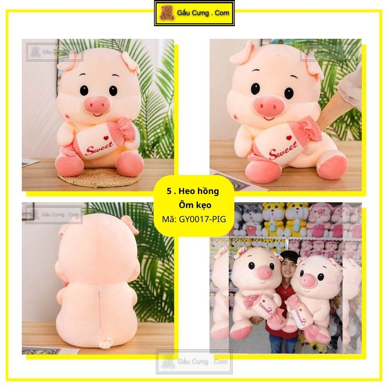 Gấu bông heo hồng ôm kẹo - Gấu Bông Cute Giá Rẻ