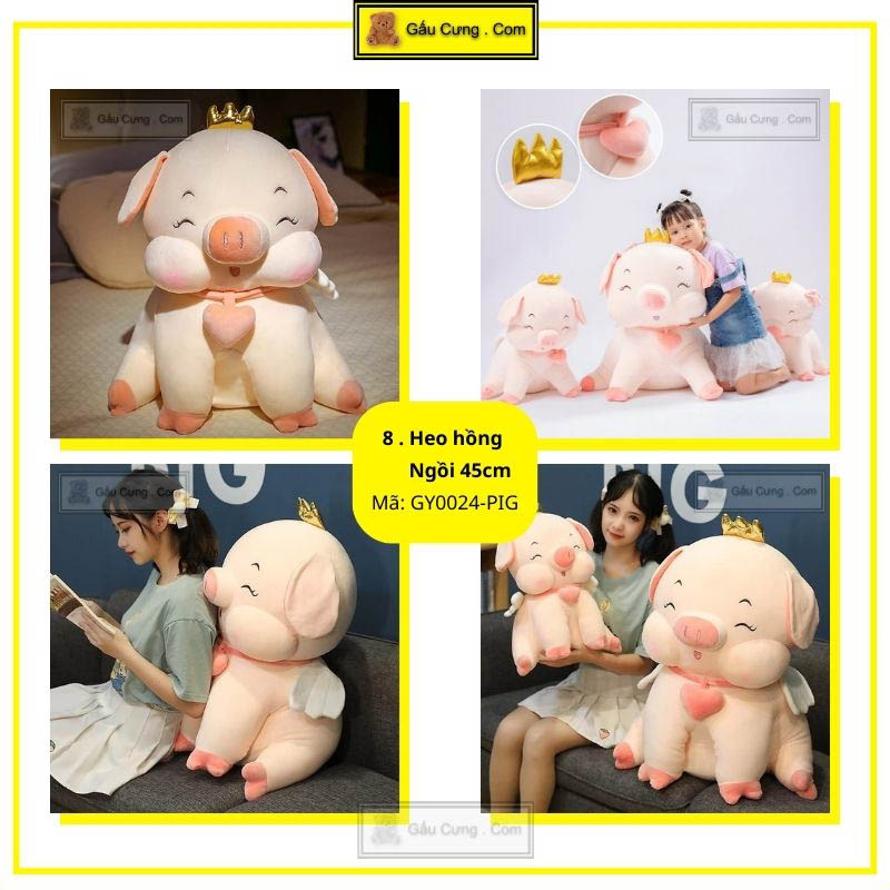 Gấu bông heo hồng ngồi đội - Gấu Bông Cute Giá Rẻ