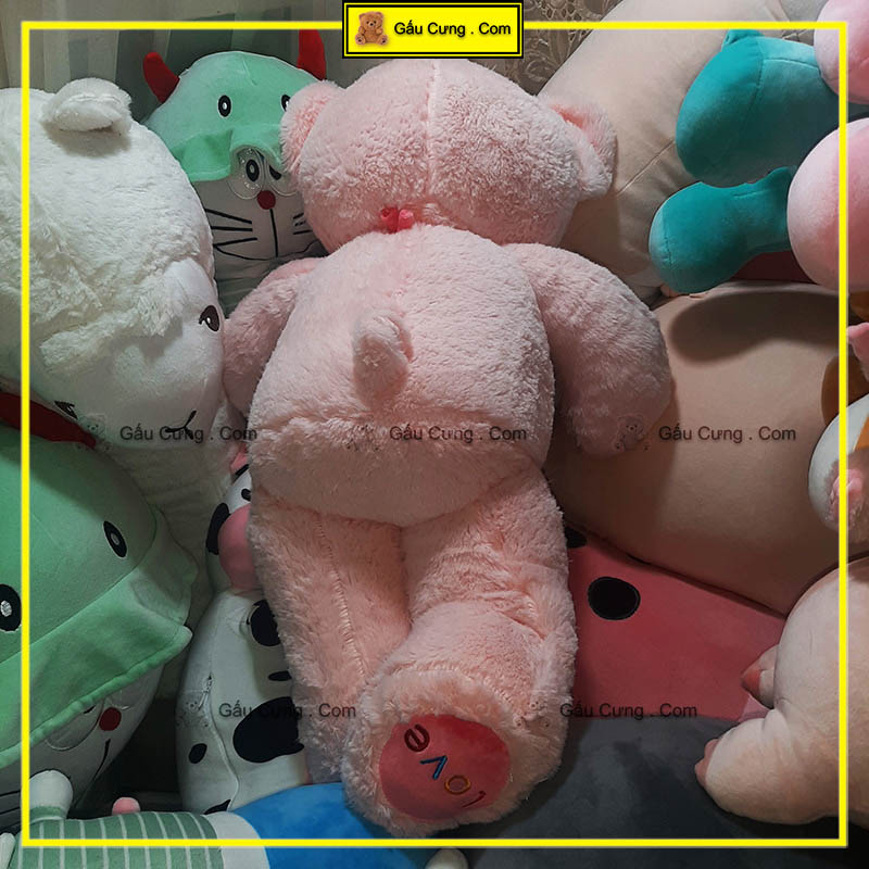 Gấu bông teddy lớn cỡ lông thỏ hồng GY0004-TED ảnh thực tế 2