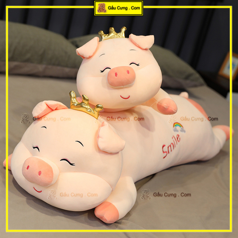 Gấu Bông Heo Hồng Nằm Đội Vương Miện Baby Cute, đủ kích cỡ từ 50cm đến dưới 1m2 (MSP: GY0010-PIG)