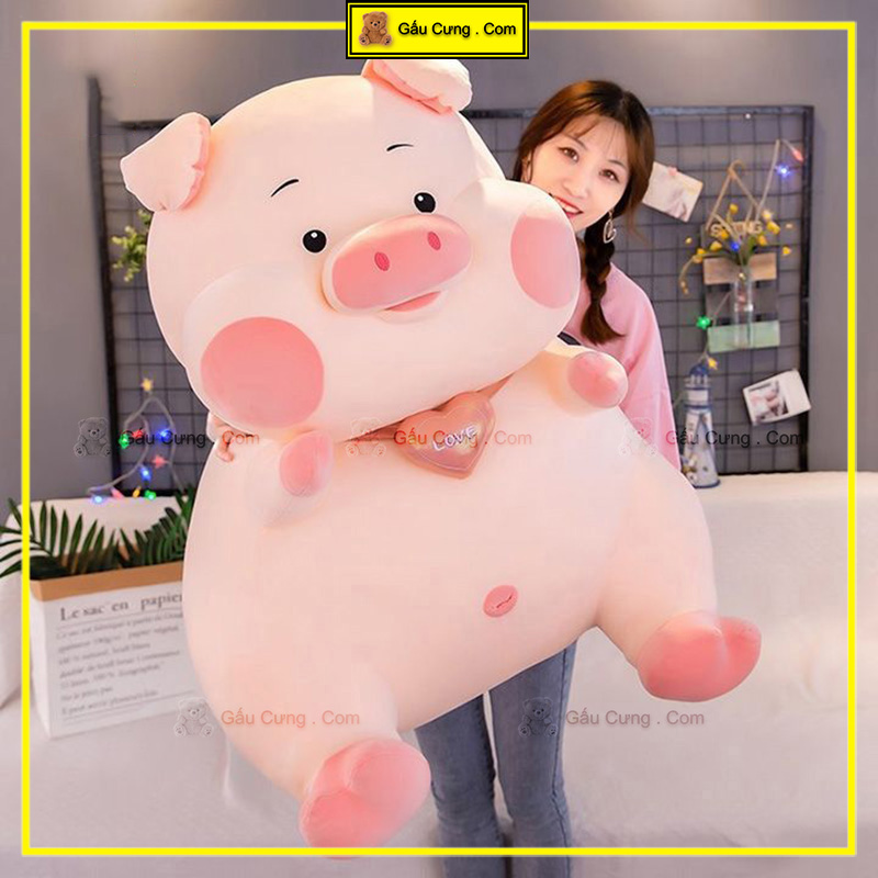 Gấu Bông Heo Cute Hồng Phấn Mũi Tim Size Lớn 75cm, 1m (100cm) (MSP: GY0032-PIG)