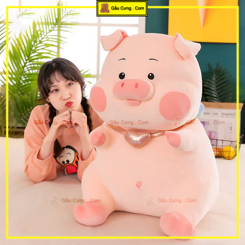 Gấu Bông Heo Cute Hồng Phấn Mũi Tim Size Lớn 75cm, 1m (100cm) (MSP: GY0032-PIG)