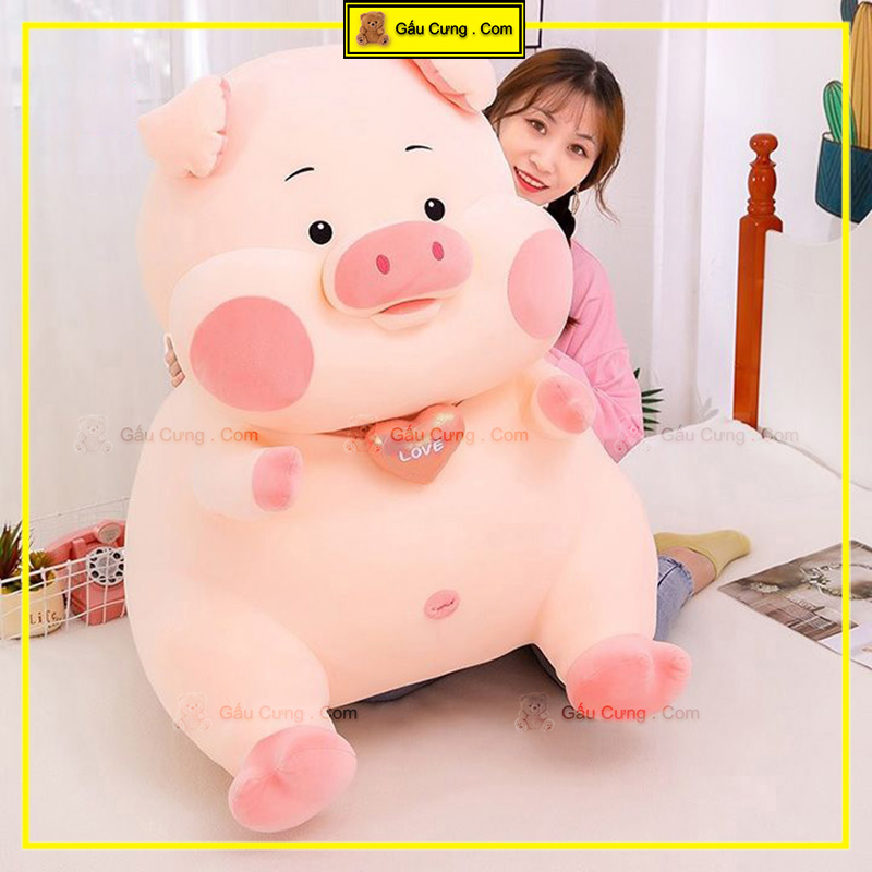 Gấu Bông Heo Cute Hồng Phấn Mũi Tim Size Lớn 75cm, 1m (100cm) (MSP: GY0032-PIG)