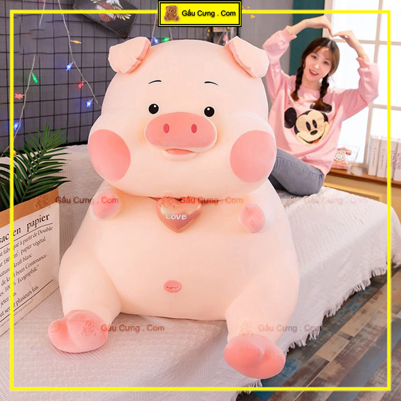 Gấu Bông Heo Cute Hồng Phấn Mũi Tim Size Lớn 75cm, 1m (100cm) (MSP: GY0032-PIG)