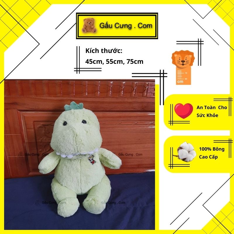 Gấu Bông Khủng Long Xanh Siêu Nhân Lông Mịn Size 45cm, 55cm, 75cm (MSP: GY0034-DIN)