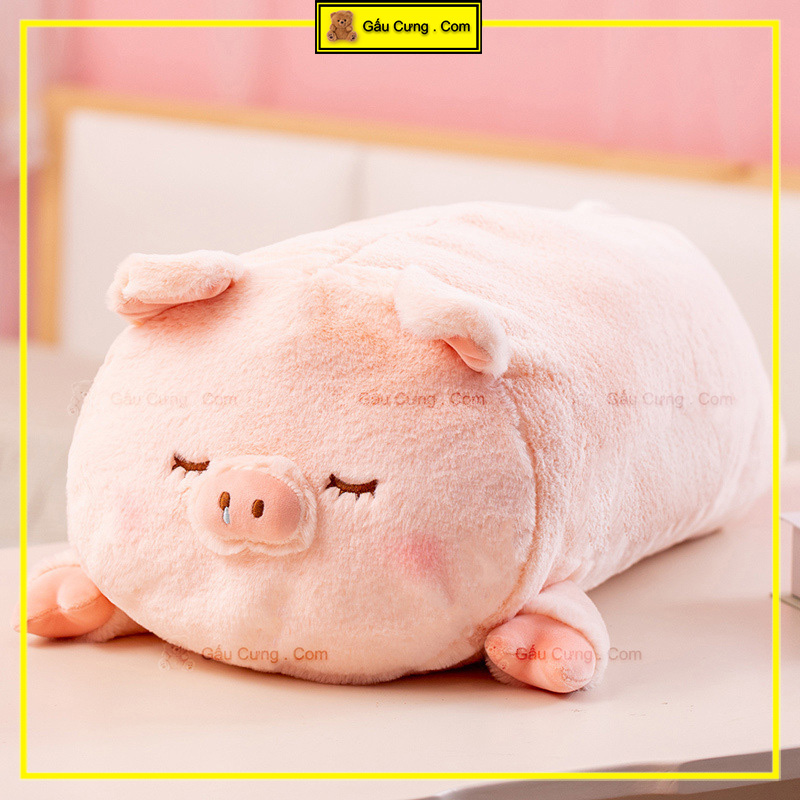 Gấu Bông Heo Nằm Ngủ Lông Thỏ Size 50cm Có Kèm Chăn Mền (MSP: GY0038-PIG)