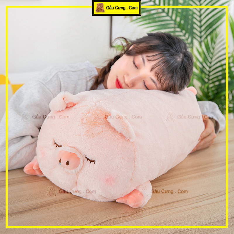 Gấu Bông Heo Nằm Ngủ Lông Thỏ Size 50cm Có Kèm Chăn Mền (MSP: GY0038-PIG)