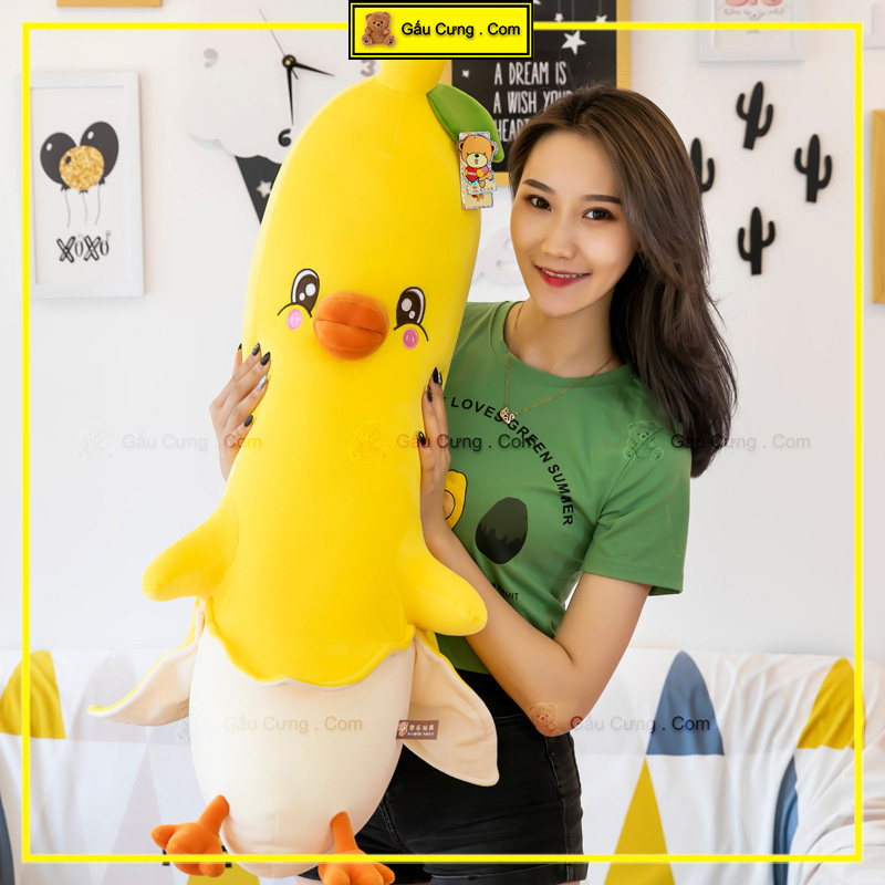 Gấu Bông Gà Cosplay Áo Chuối Baby Cute, Gấu Bông Dài Ôm Ngủ Size 70cm, 80cm, 90cm, 1m1 (MSP: GY0046-CHI)