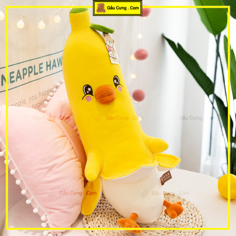 Gấu Bông Gà Cosplay Áo Chuối Baby Cute, Gấu Bông Dài Ôm Ngủ Size 70cm, 80cm, 90cm, 1m1 (MSP: GY0046-CHI)