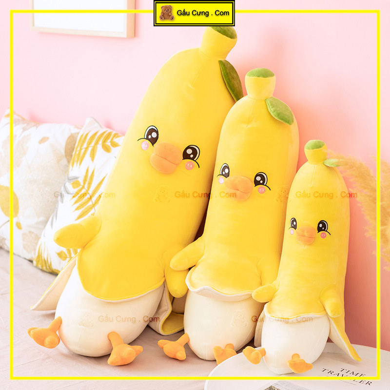 Gấu Bông Gà Cosplay Áo Chuối Baby Cute, Gấu Bông Dài Ôm Ngủ Size 70cm, 80cm, 90cm, 1m1 (MSP: GY0046-CHI)