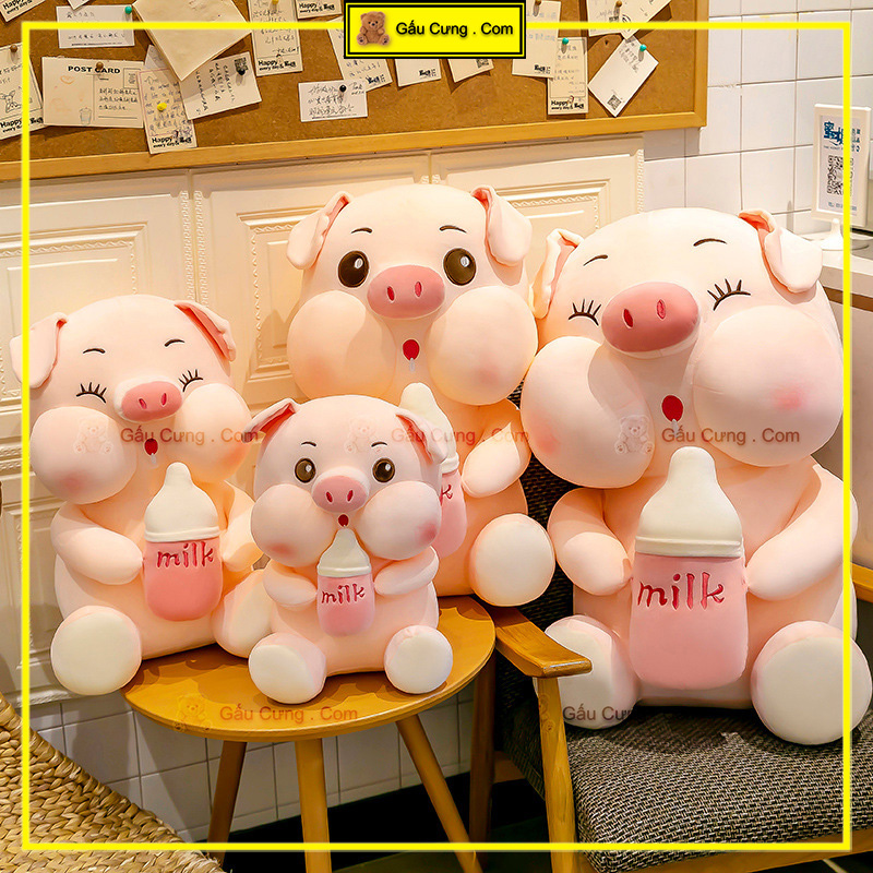 Gấu Bông Heo Ôm Bình Sữa Má Phúng Baby Cute Đủ Kích Thước (MSP: GY0049-PIG)