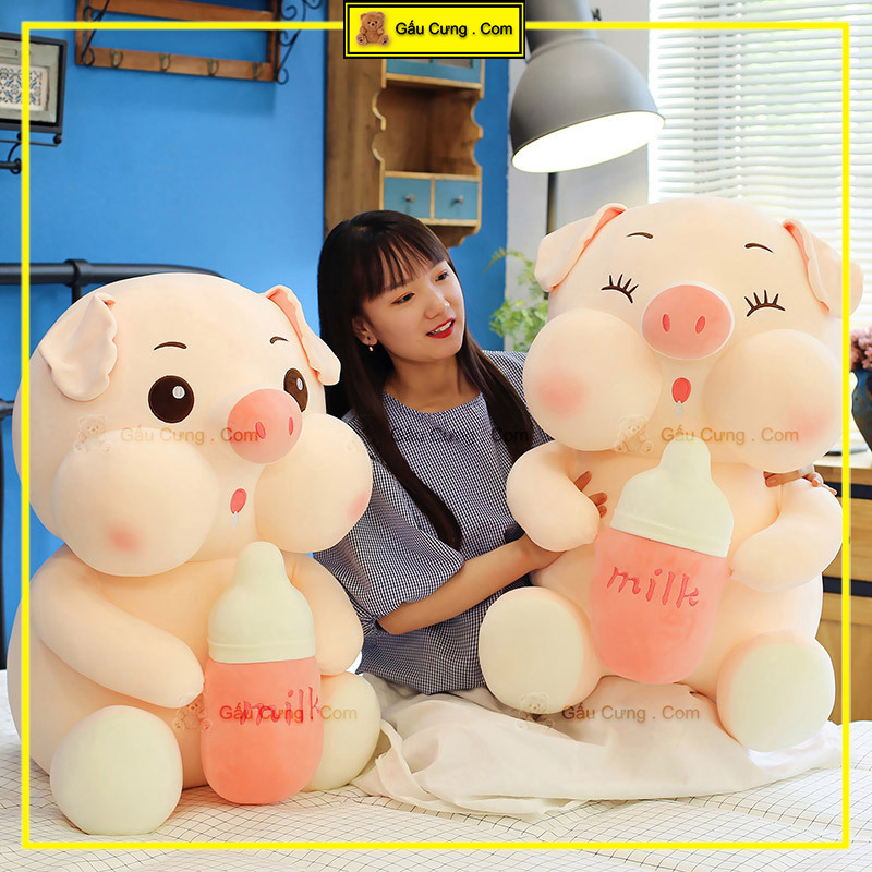 Gấu Bông Heo Ôm Bình Sữa Má Phúng Baby Cute Đủ Kích Thước (MSP: GY0049-PIG)