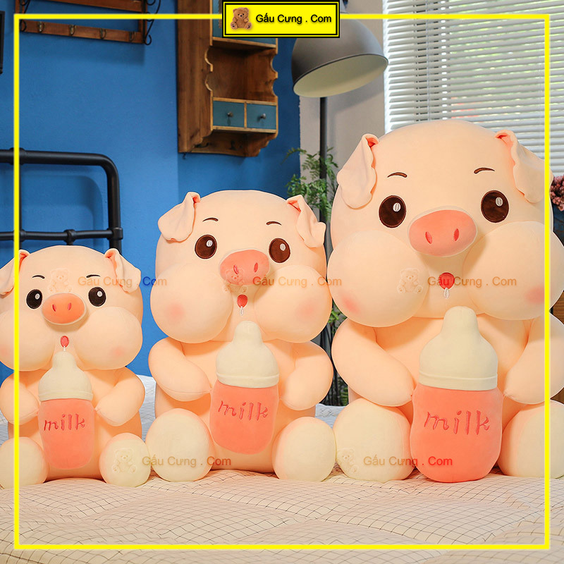 Gấu Bông Heo Ôm Bình Sữa Má Phúng Baby Cute Đủ Kích Thước (MSP: GY0049-PIG)