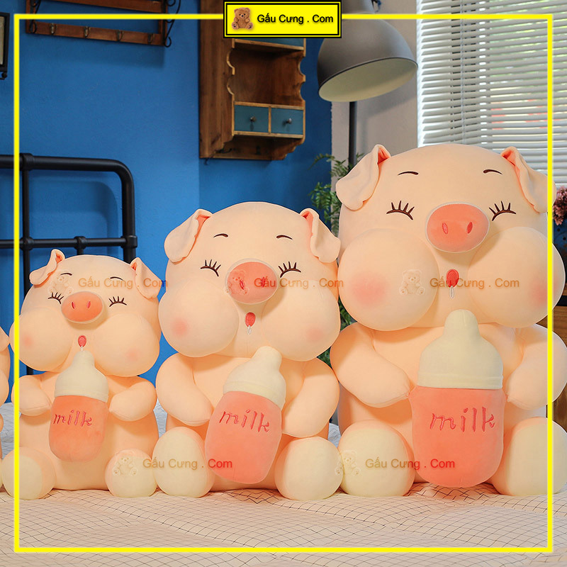 Gấu Bông Heo Ôm Bình Sữa Má Phúng Baby Cute Đủ Kích Thước (MSP: GY0049-PIG)