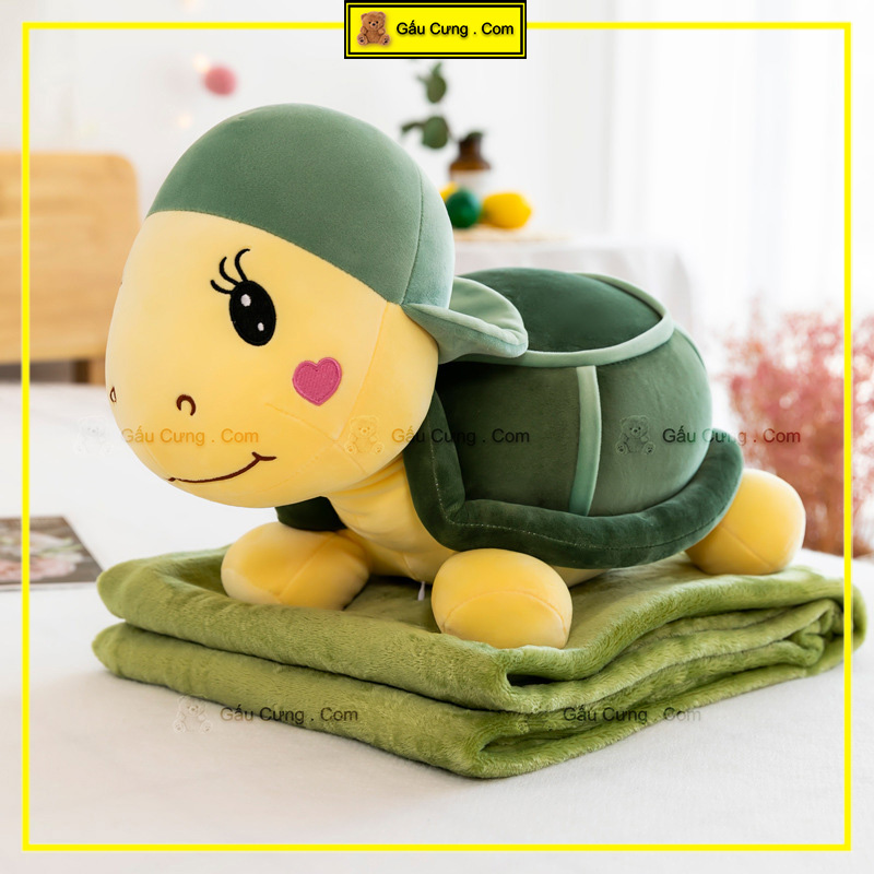 Gấu Bông Con Rùa Đội Nón Baby Cute Cực Đáng Yêu Gấu Bông Có Mền Size 45cm (MSP: GY0050-TUR)