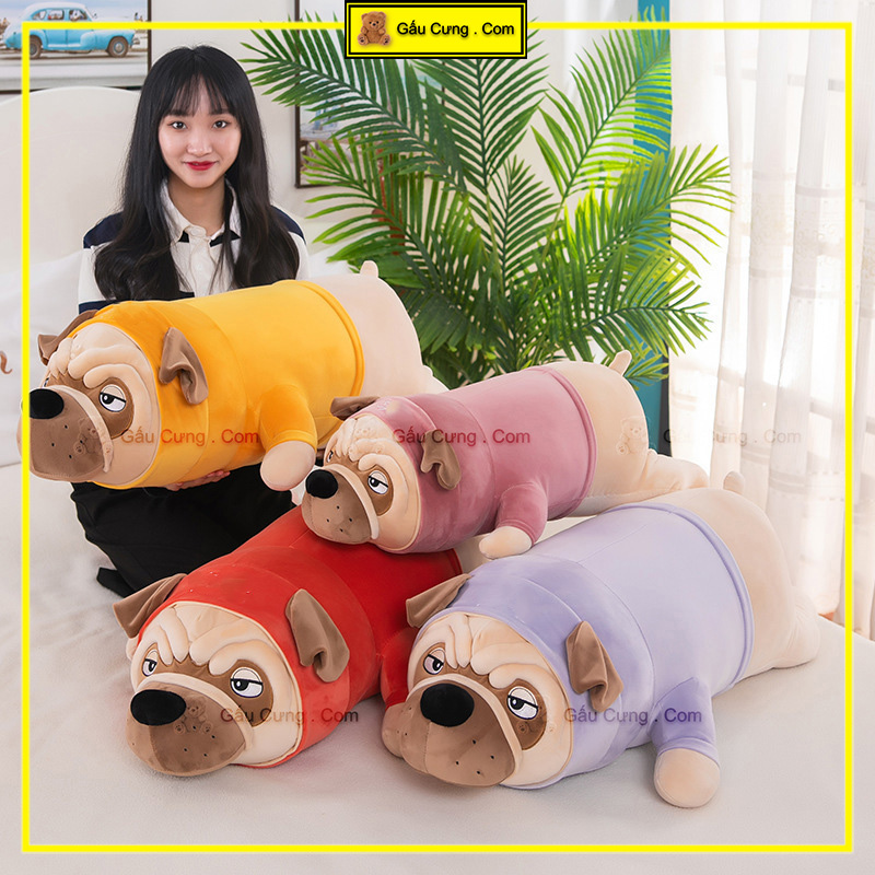 Gấu Bông Chó Mặt Xệ, Chó Pug Mặc Áo Hoodie, Size 45cm, 65cm, 85cm Có Option Chăn Mền (MSP: GY0059-PUG)