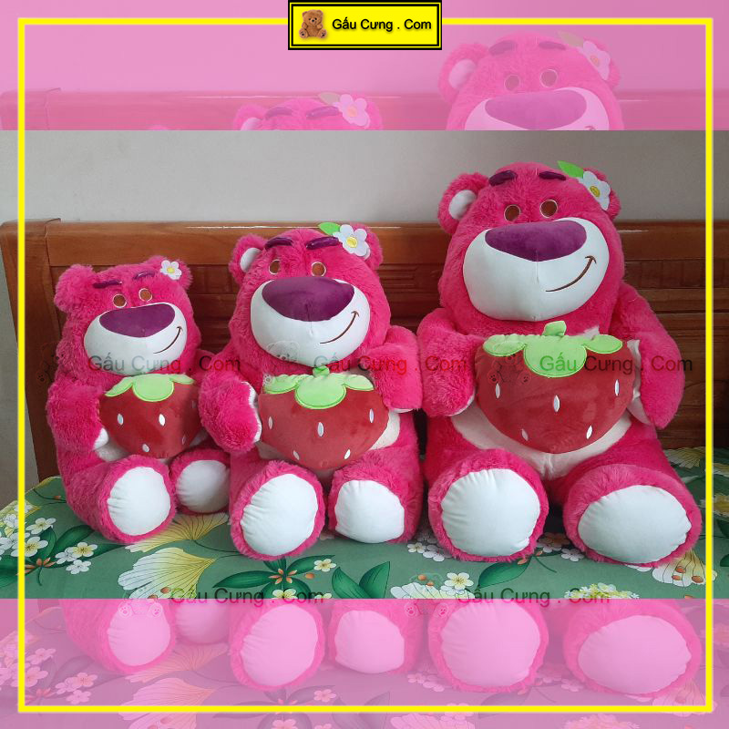 Gấu Bông Lotso Ngồi Ôm Dâu Baby Cute, Lông Mịn Đáng Yêu Size 55cm, 65cm, 75cm (MSP: GY0060-LOT)