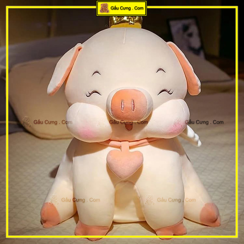 Gấu Bông Heo Hồng Ngồi Đội Vương Miện Siêu Cute Kích Cỡ 45cm, 55cm (MSP: GY0024-PIG)