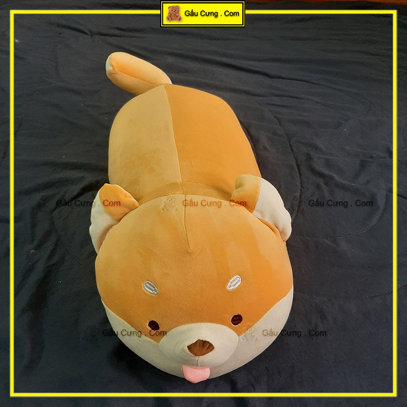 Gấu Bông Chó Shiba Nằm Lè Lưỡi, Kèm Chăn Mền Size 70cm (MSP: GY0026-SHI)