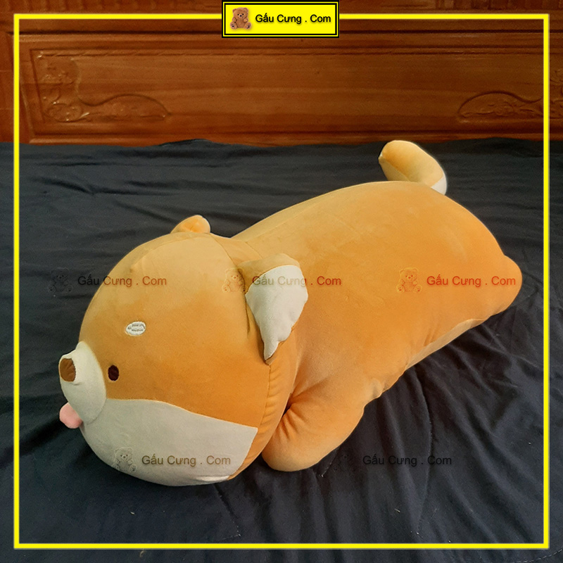 Gấu Bông Chó Shiba Nằm Lè Lưỡi, Kèm Chăn Mền Size 70cm (MSP: GY0026-SHI)