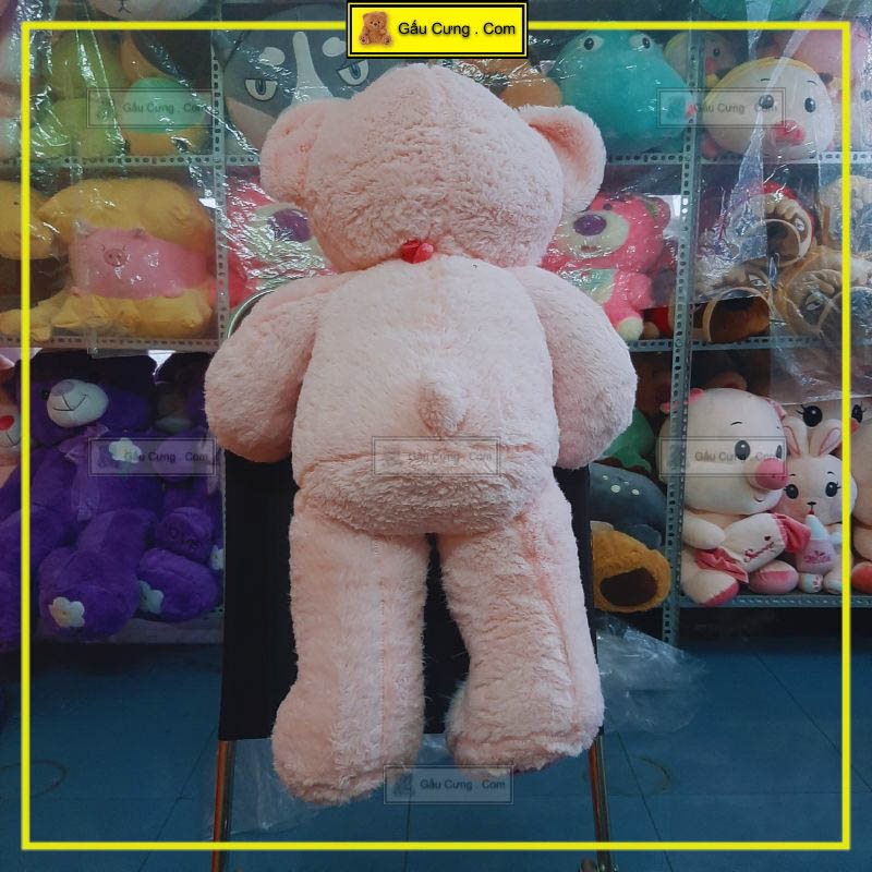 Gấu Bông Teddy Lớn Cỡ 80cm, 1m, 1m2, Gấu Teddy Hồng Lông Thỏ Thêu Tim Cao Cấp (MSP - GY0004-TED)