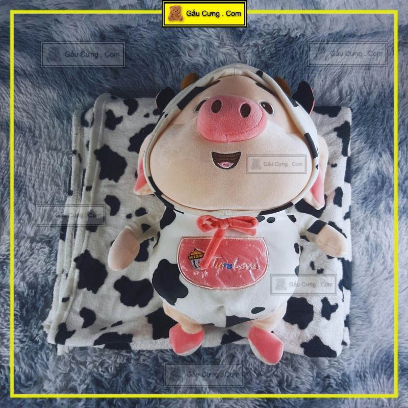 Gấu Bông Cute Heo Tiktok Mặc Áo Bỏ Sữa, Size 45cm Có Chăn Đi Kèm (MSP: GY0025-PIG)