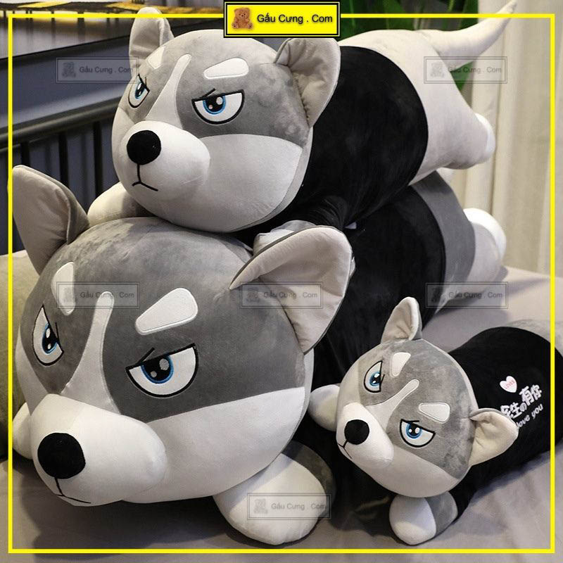 Thú nhồi bông husky mặc áo vải  velboa baby cute kích thước 60cm, 120cm, 150cm (MSP: GY0008-HUS)