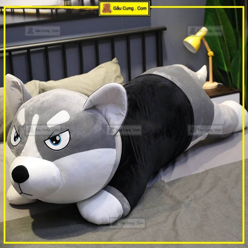 Thú nhồi bông husky mặc áo vải  velboa baby cute kích thước 60cm, 120cm, 150cm (MSP: GY0008-HUS)