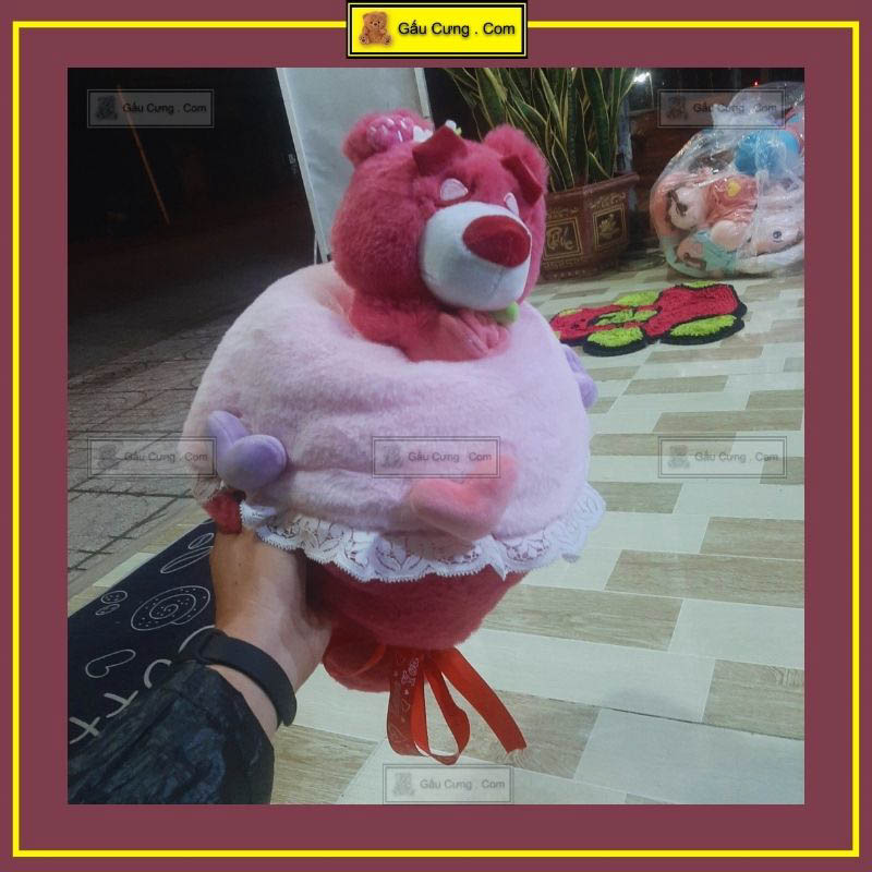 Bó Hoa Gấu Dâu Lotso 2 In 1 Siêu Đáng Yêu Dành Tặng Người Yêu Size 18cm, 35cm, 40cm  (MSP: GY0065-LOT)