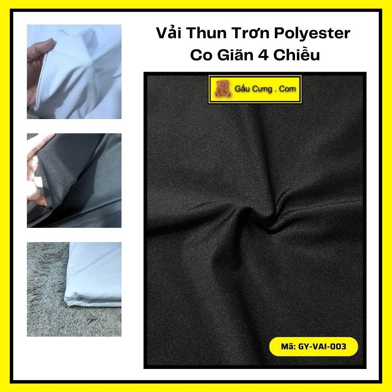 Vải Thun Trơn Polyester Co Giãn 4 Chiều Siêu Bền Khổ 1m x 1m6 (1m7) | Vải Thun Poly | GY-VAI-003