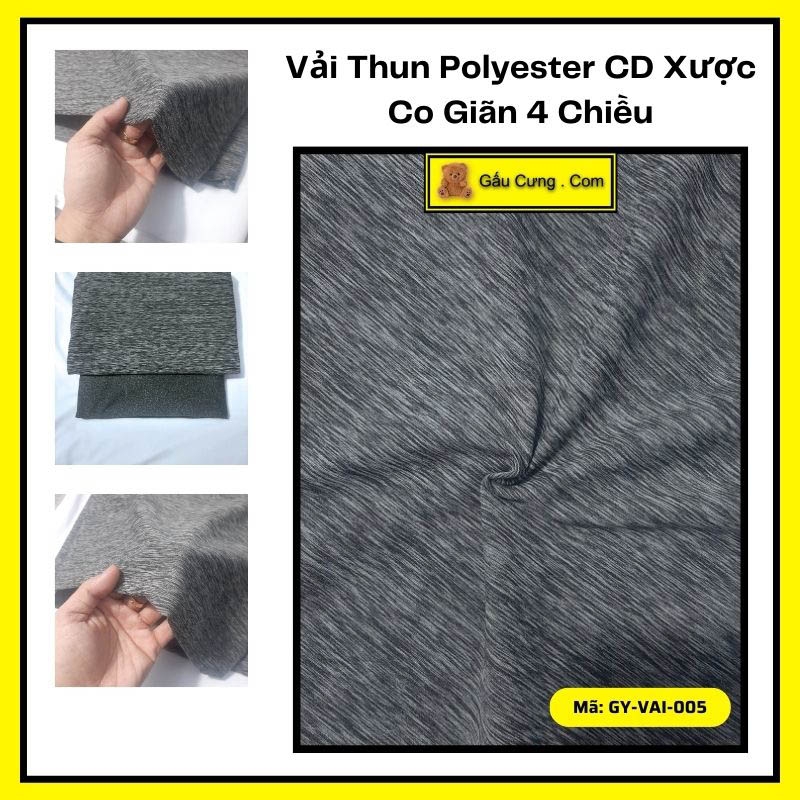 Vải Thun Polyester CD Xược Co Giãn 4 Chiều Siêu Bền Khổ 1m x 1m6 | Vải Thun Thể Thao Poly | GY-VAI-005